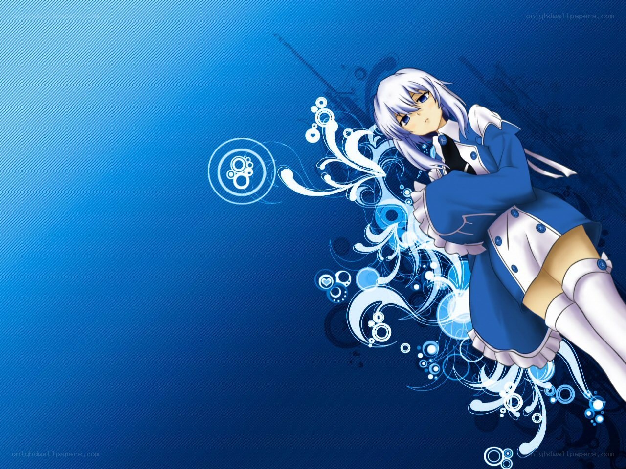 anime girl with blue background