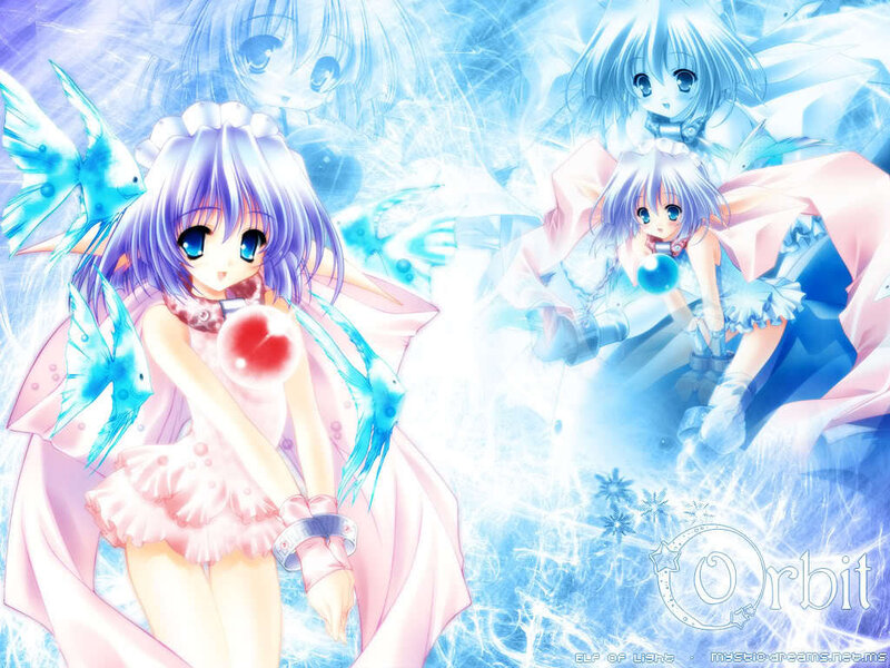 Anime girl with blue birds