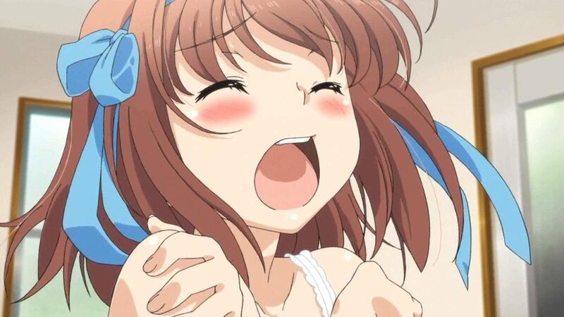 anime girl with blue bow