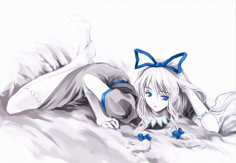 anime girl with blue bow