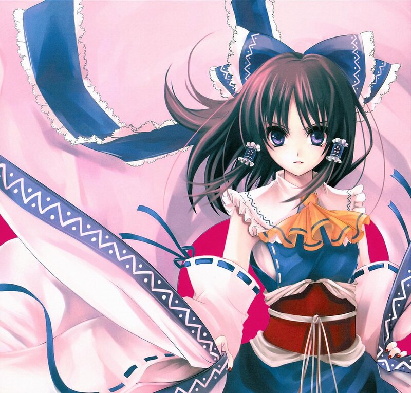 anime girl with blue bow