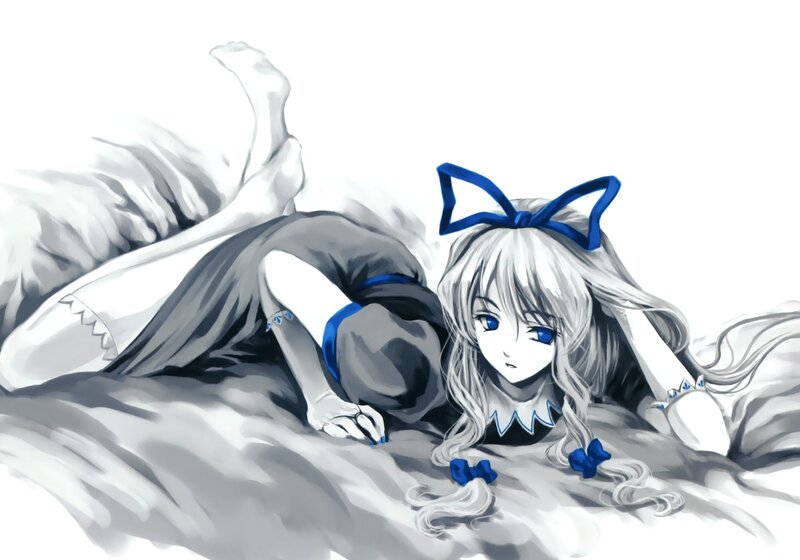 anime girl with blue bow