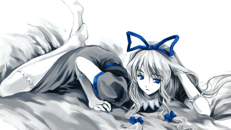 anime girl with blue bow