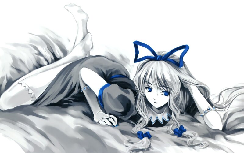 anime girl with blue bow