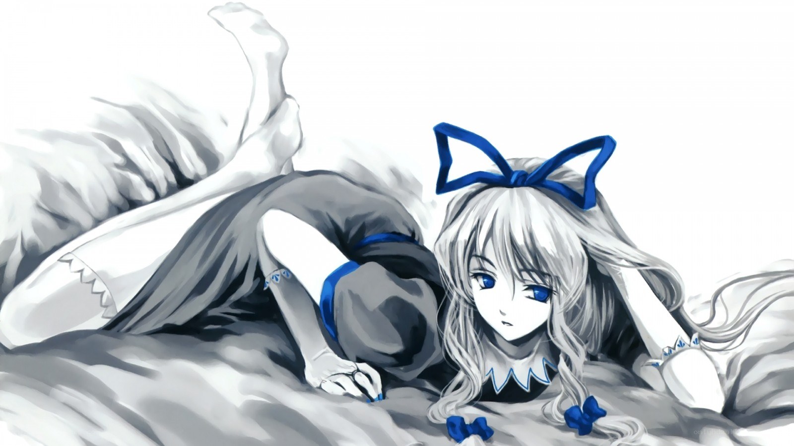 anime girl with blue bow