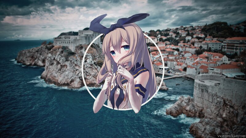 Anime Girl with Blue Bow — Dramatic