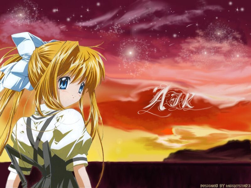 Anime Girl with Blue Bow — Red