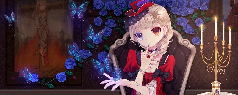 anime girl with blue butterflies