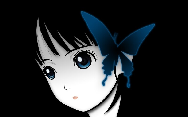 anime girl with blue butterfly