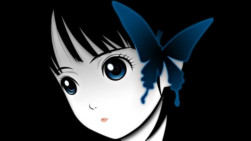 anime girl with blue butterfly