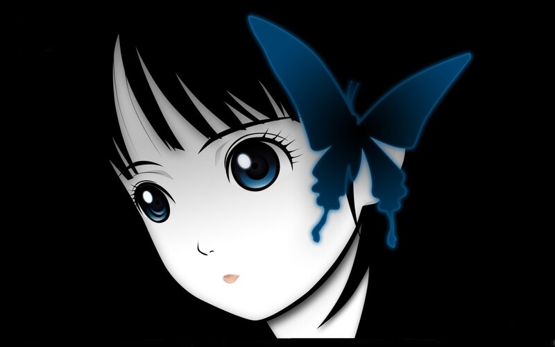 anime girl with blue butterfly