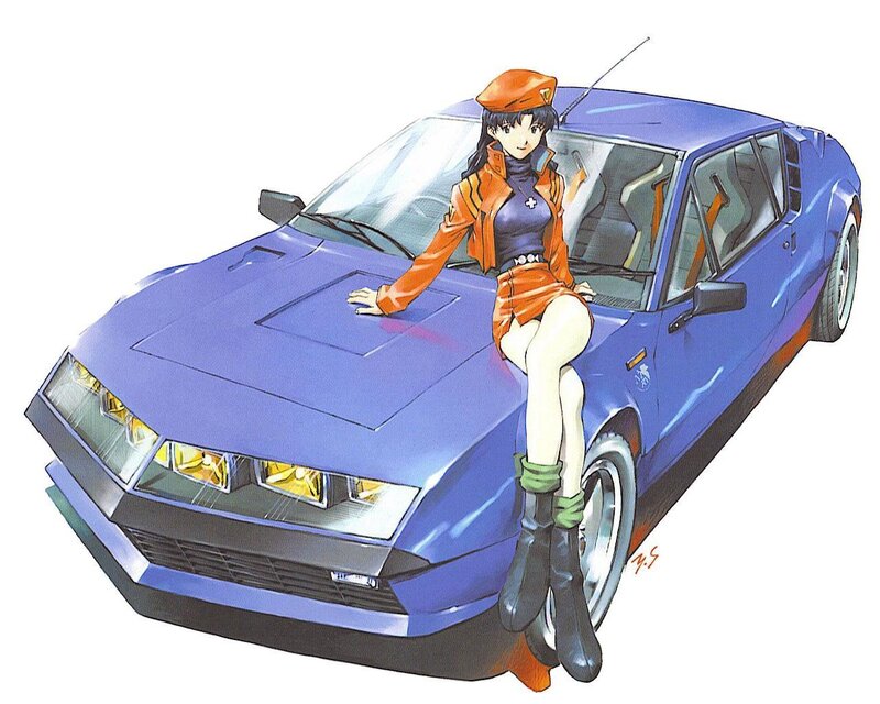 anime girl with blue car
