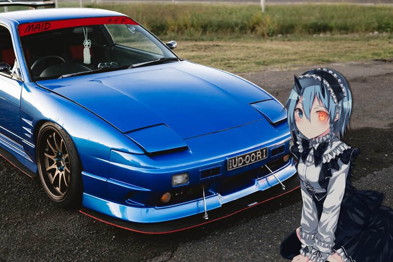 Anime Girl with Blue Car — Calm, Afternoon, Digital Art