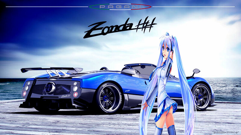 Anime Girl with Blue Car — Dramatic
