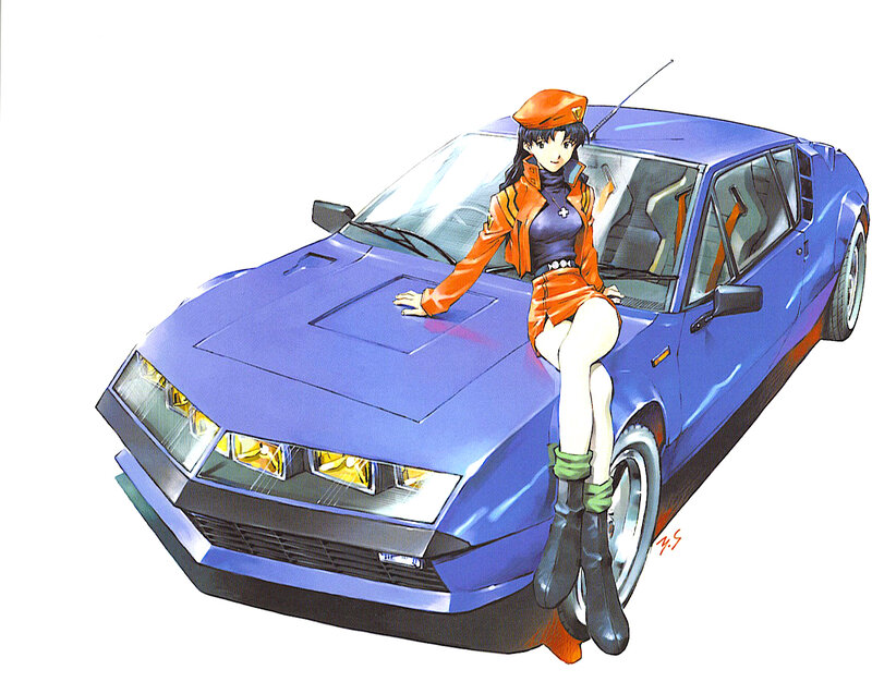 anime girl with blue car