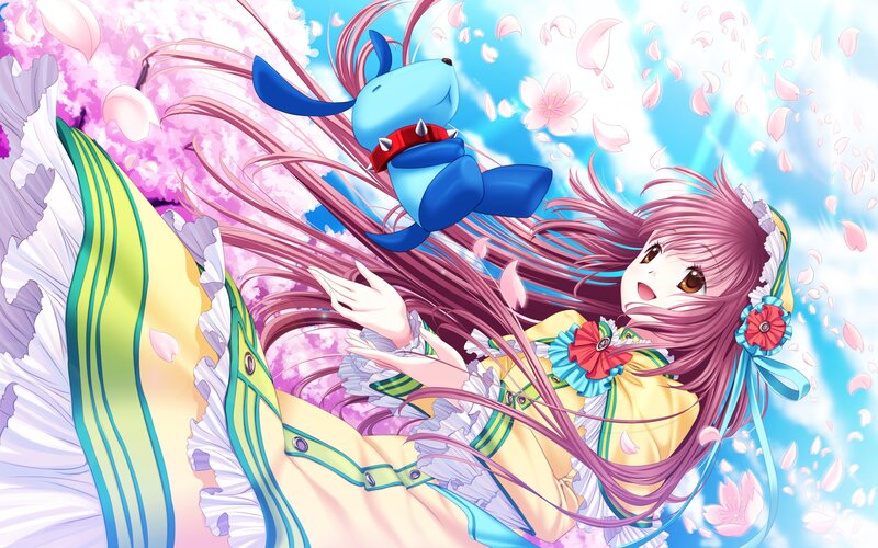 anime girl with blue creature