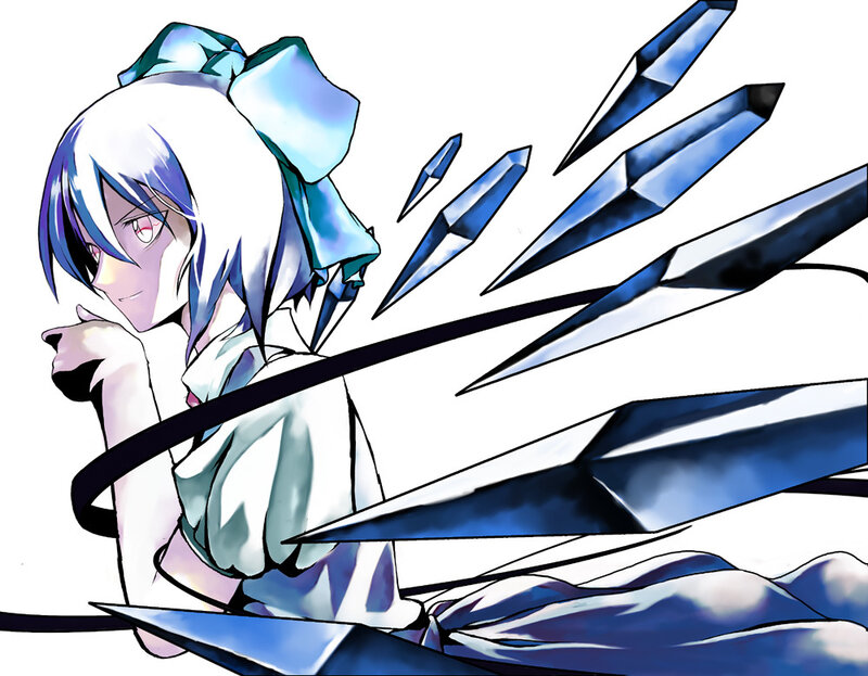 anime girl with blue crystals