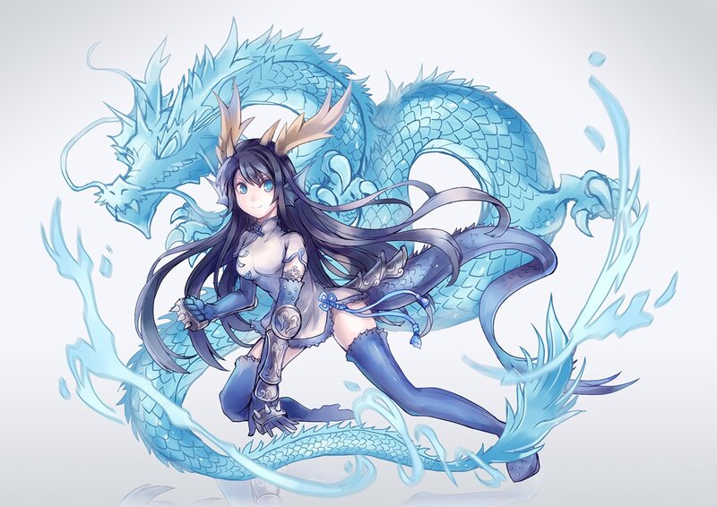 anime girl with blue dragon