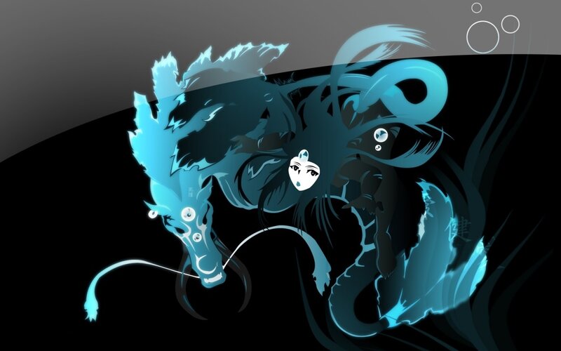 anime girl with blue dragon