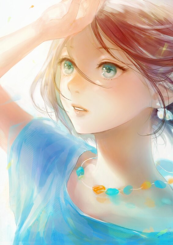 Anime Girl with Blue Dress — Serene, Afternoon
