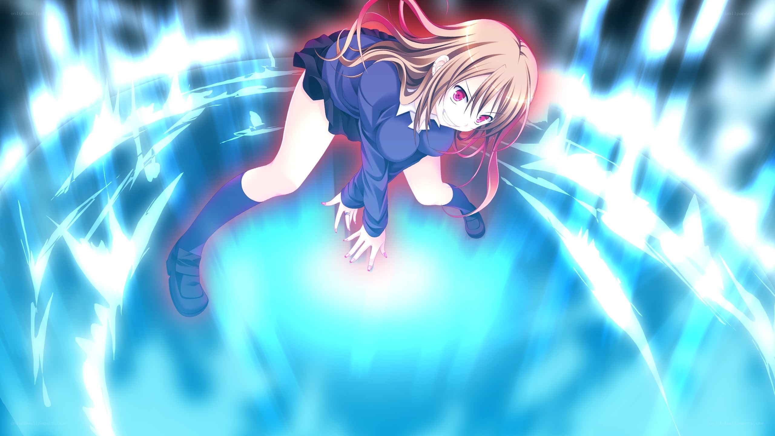 anime girl with blue energy