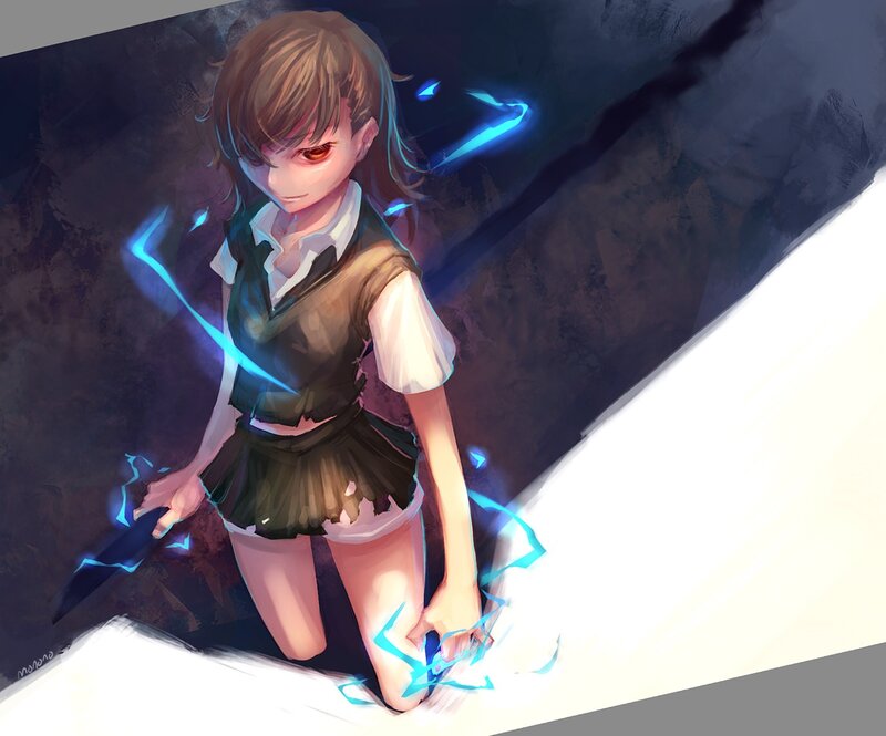 anime girl with blue energy
