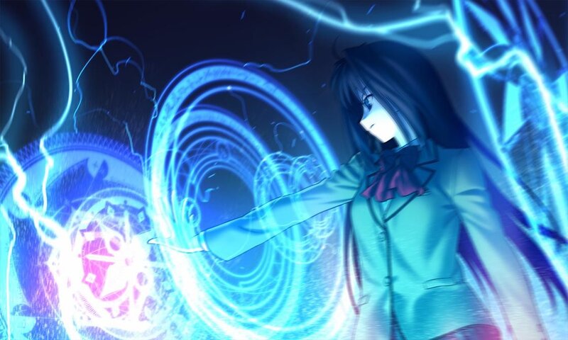 anime girl with blue energy