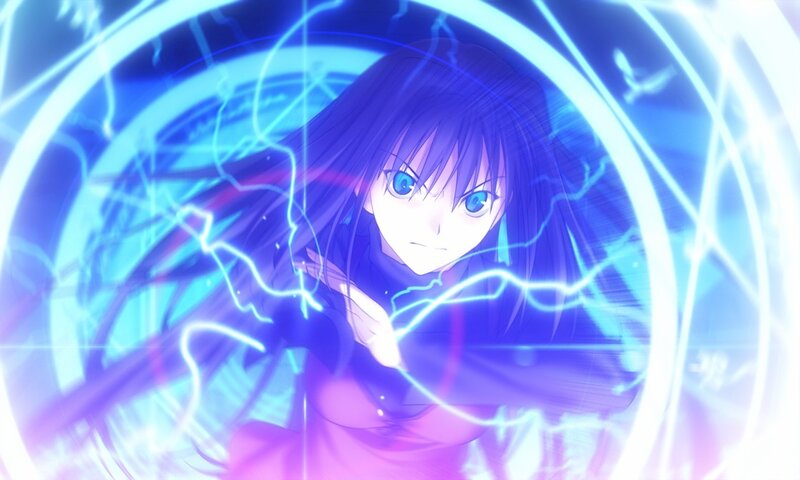 anime girl with blue energy