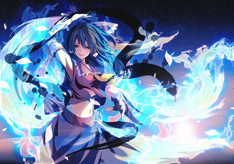 anime girl with blue energy