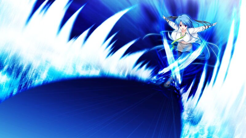 anime girl with blue energy