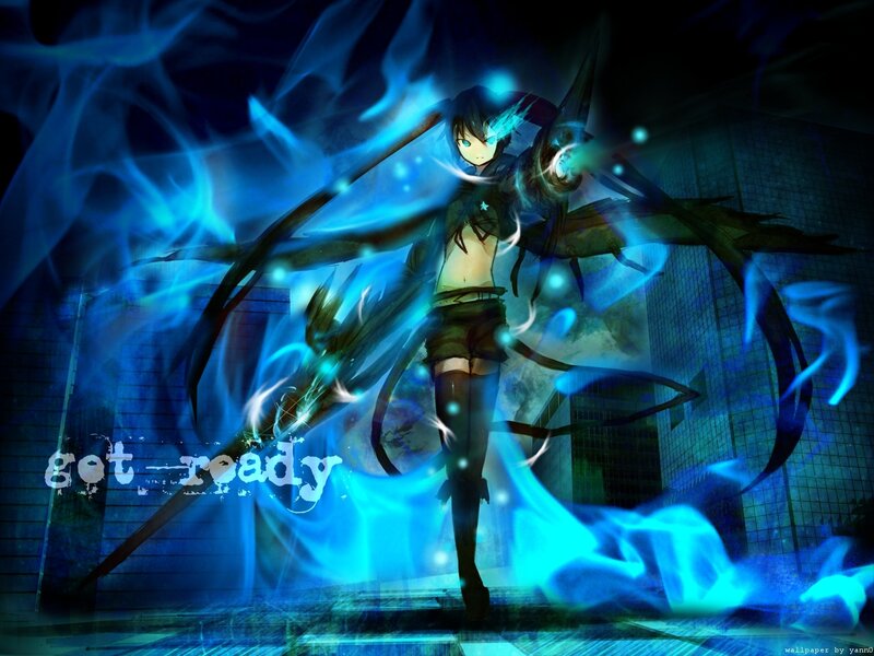 anime girl with blue energy
