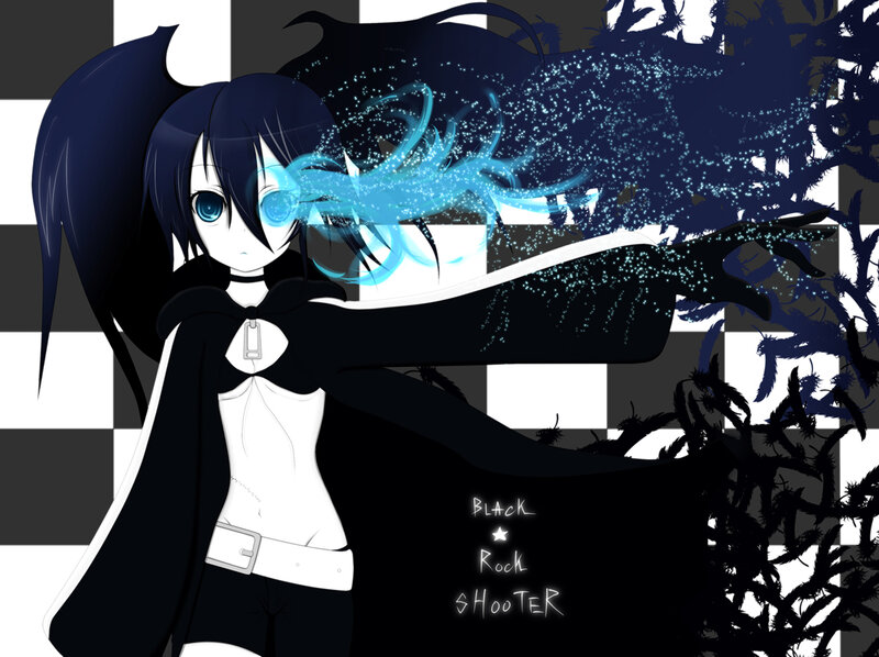 Anime Girl with Blue Energy — Black, Dramatic