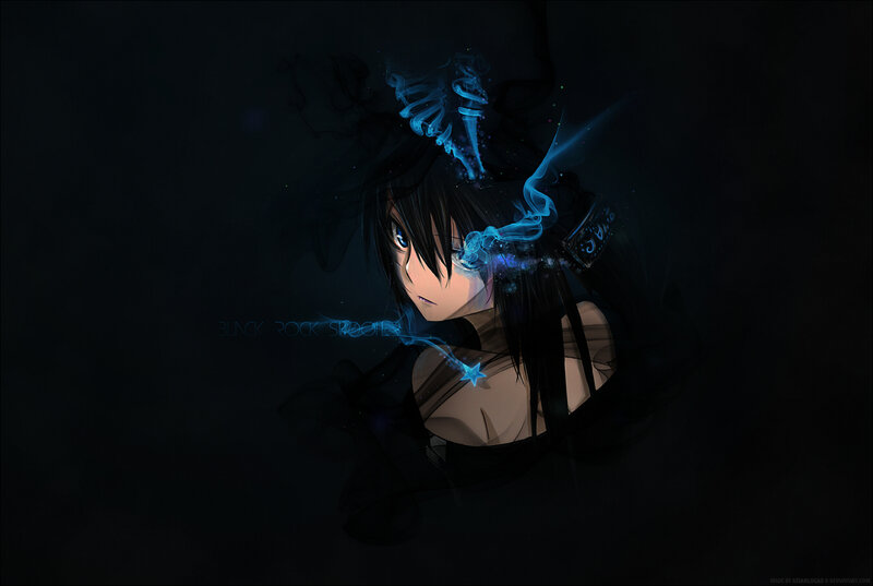 Anime Girl with Blue Energy — Black
