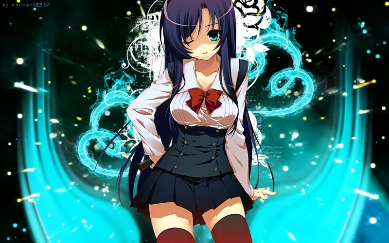 Anime Girl with Blue Energy — Dramatic, Night, Digital Art