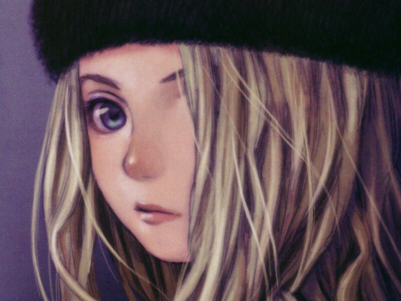 anime girl with blue eyes