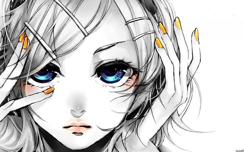 anime girl with blue eyes
