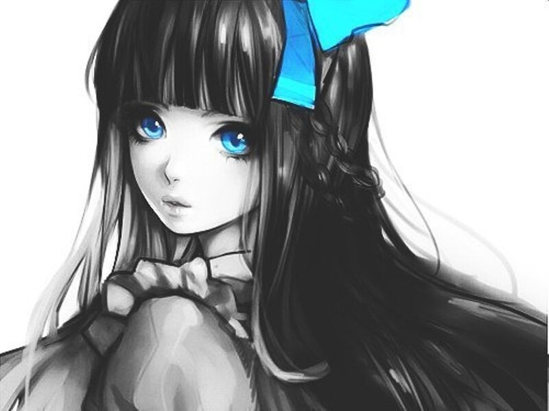 anime girl with blue eyes
