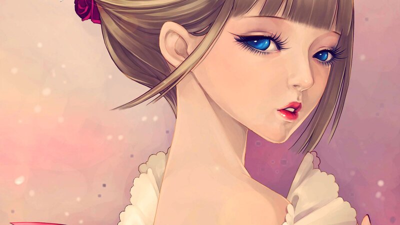 anime girl with blue eyes