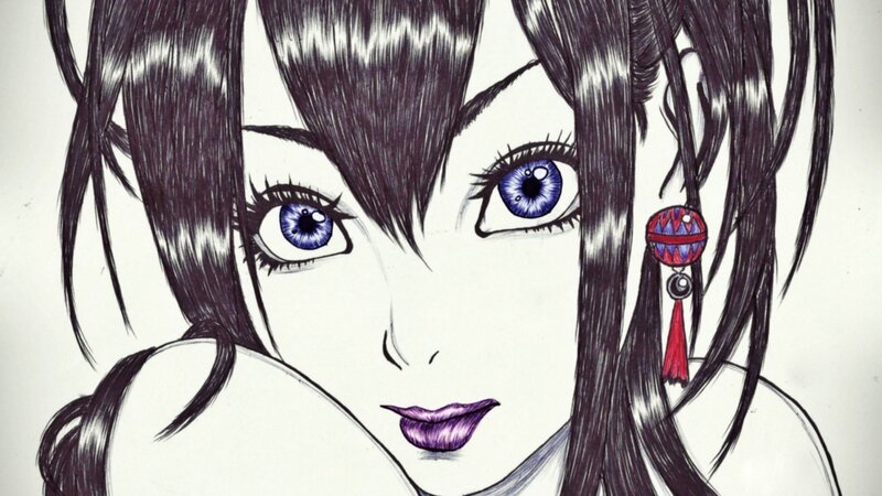 anime girl with blue eyes