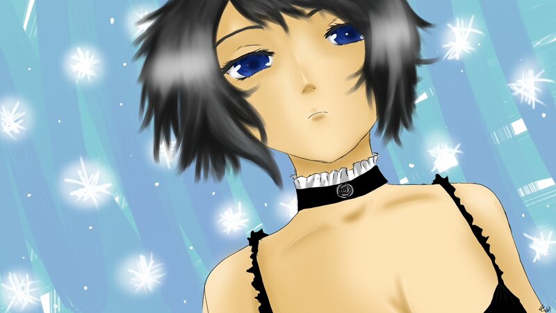 anime girl with blue eyes