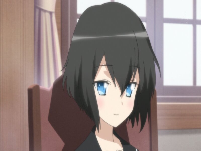 Anime Girl with Blue Eyes — Black, Calm, Morning