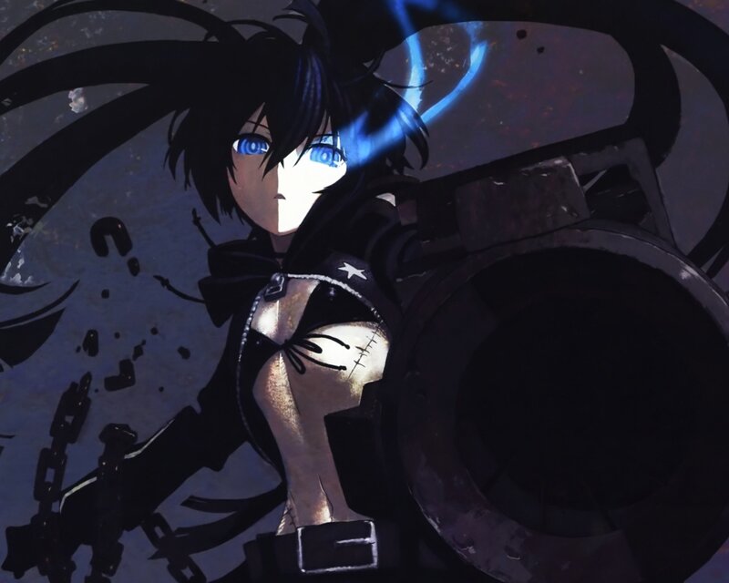 Anime Girl with Blue Eyes — Black, Dramatic, Night, Blue Energy