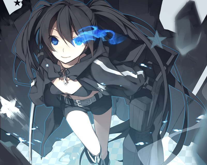Anime Girl with Blue Eyes — Black, Dynamic