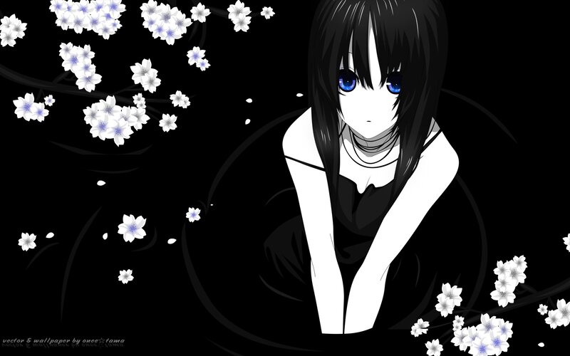 Anime Girl with Blue Eyes — Black, Melancholic