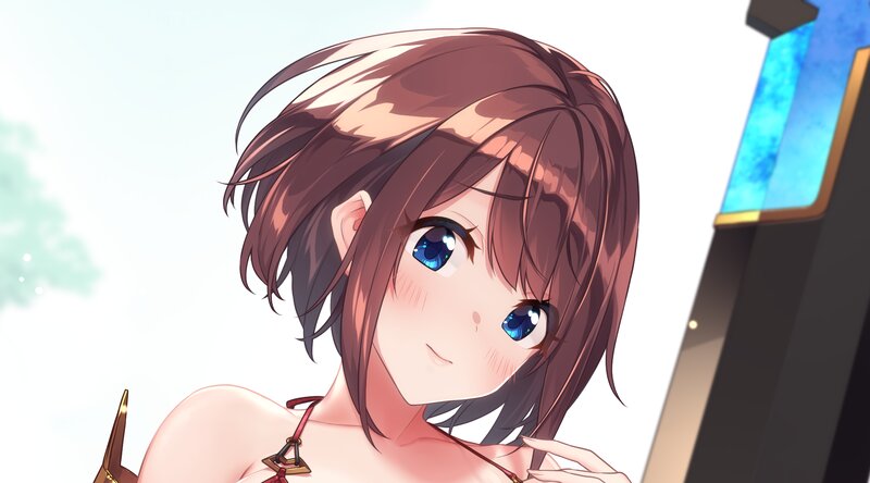 Anime Girl with Blue Eyes — Brown, Calm, Afternoon, Blue Eyes
