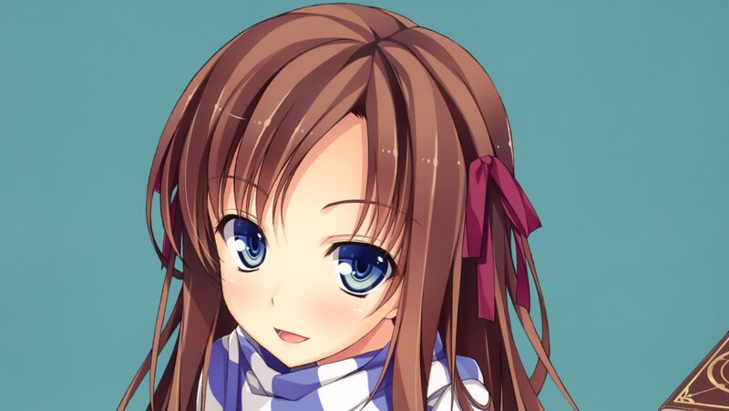 Anime Girl with Blue Eyes — Brown, Calm, Scarf
