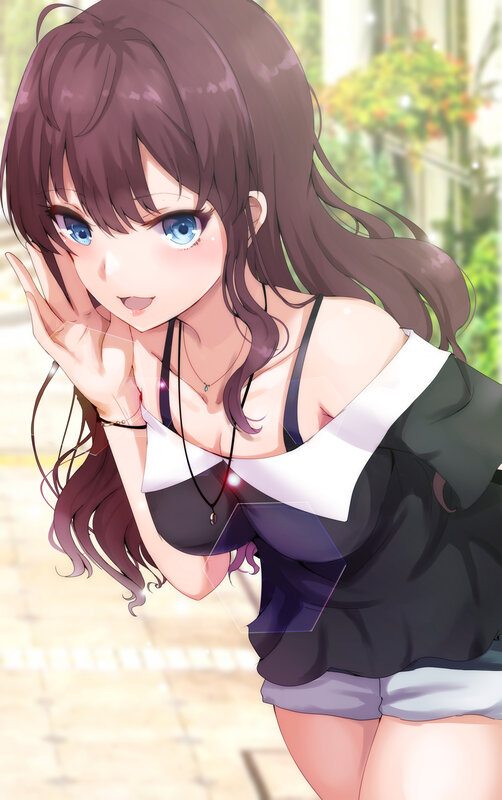 Anime Girl with Blue Eyes — Brown, Playful, Afternoon