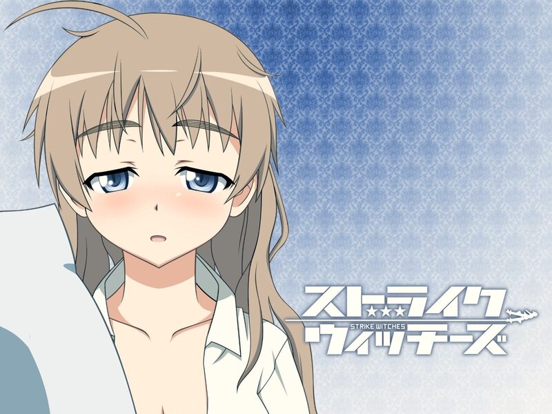 Anime Girl with Blue Eyes — Calm, Blue Patterned Background