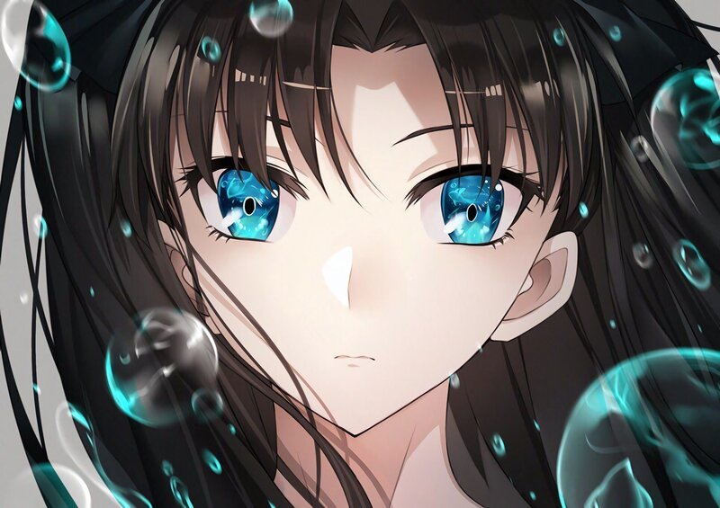 Anime Girl with Blue Eyes — Calm, Bubbles