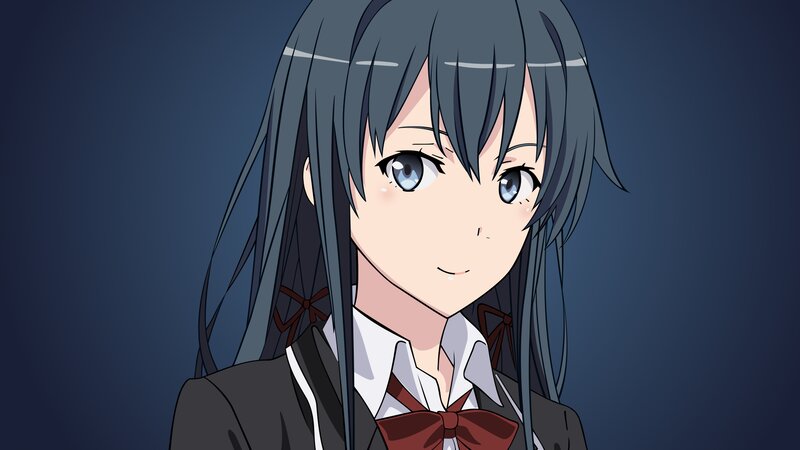 Anime Girl with Blue Eyes — Calm, School Uniform, Bow Tie